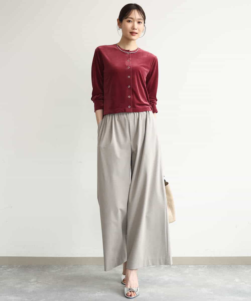 FKCJD24140 MK MICHEL KLEIN(MK ミッシェルクラン) [洗える]シアーベロア カーディガン モカベージュ