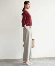 FKCJD24140 MK MICHEL KLEIN(MK ミッシェルクラン) [洗える]シアーベロア カーディガン モカベージュ