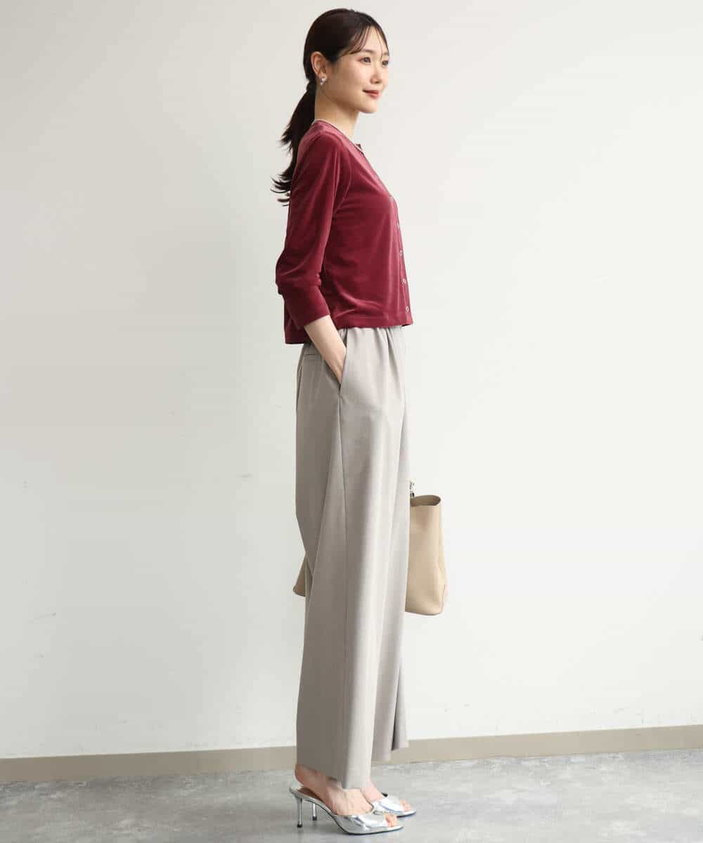 FKCJD24140 MK MICHEL KLEIN(MK ミッシェルクラン) [洗える]シアーベロア カーディガン モカベージュ