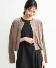 FKCJD24140 MK MICHEL KLEIN(MK ミッシェルクラン) [洗える]シアーベロア カーディガン モカベージュ