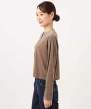 FKCJD24140 MK MICHEL KLEIN(MK ミッシェルクラン) [洗える]シアーベロア カーディガン モカベージュ