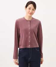 FKCJD24140 MK MICHEL KLEIN(MK ミッシェルクラン) [洗える]シアーベロア カーディガン モカベージュ