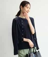 FKCJD24140 MK MICHEL KLEIN(MK ミッシェルクラン) [洗える]シアーベロア カーディガン ネイビー