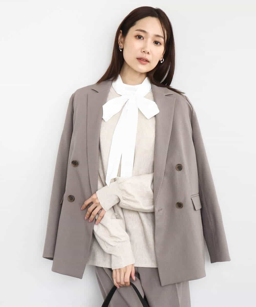 FKDAD45230 MK MICHEL KLEIN(MK ミッシェルクラン) ダブルブレストジャケット/洗える ブラック