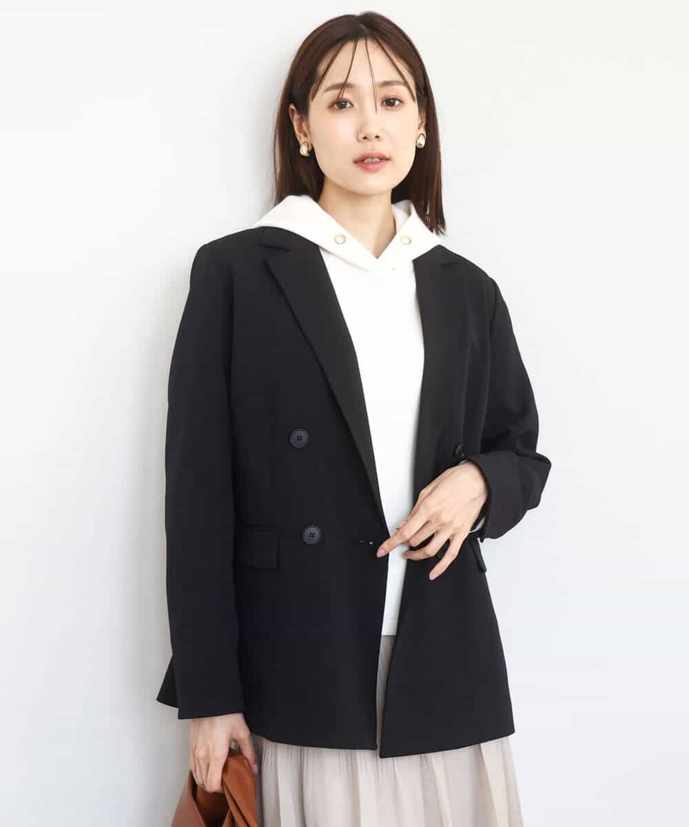 FKDAD45230 MK MICHEL KLEIN(MK ミッシェルクラン) ダブルブレストジャケット/洗える ブラック