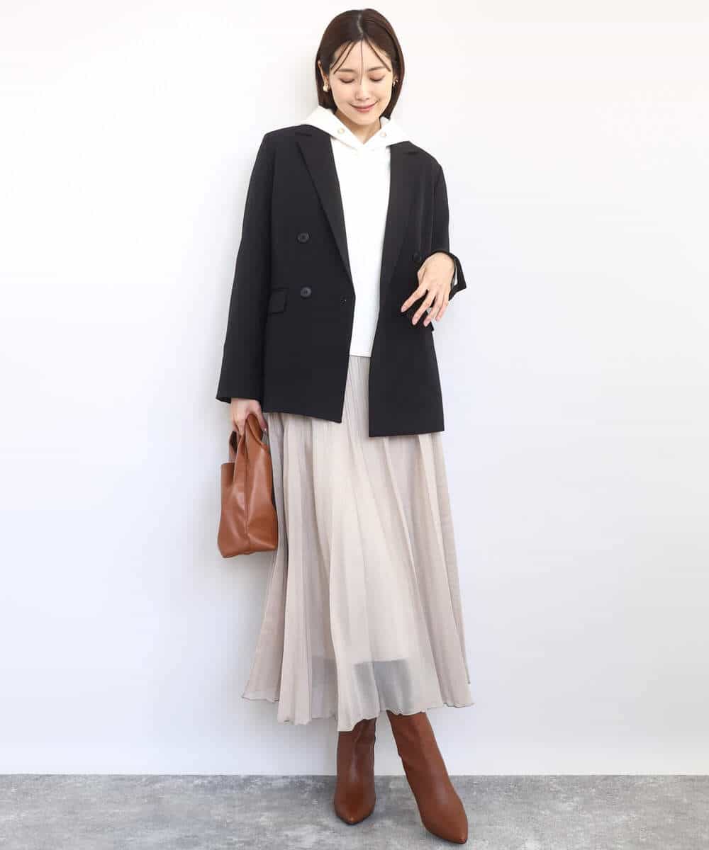 FKDAD45230 MK MICHEL KLEIN(MK ミッシェルクラン) ダブルブレストジャケット/洗える ブラック