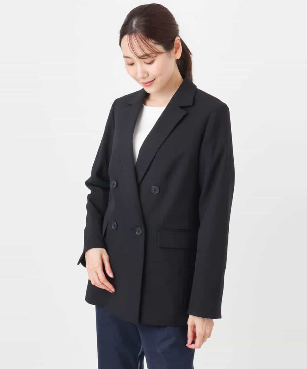 FKDAD45230 MK MICHEL KLEIN(MK ミッシェルクラン) ダブルブレストジャケット/洗える ブラック