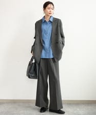FKDAG55250 MK MICHEL KLEIN(MK ミッシェルクラン) [洗える/イージーケア/抗ピリング/ナチュラルストレッチ]ダブルブレストジャケット（チェック柄） ダークグレー
