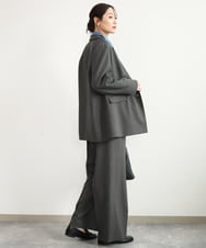 FKDAG55250 MK MICHEL KLEIN(MK ミッシェルクラン) [洗える/イージーケア/抗ピリング/ナチュラルストレッチ]ダブルブレストジャケット（チェック柄） ダークグレー
