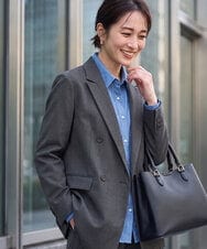 FKDAG55250 MK MICHEL KLEIN(MK ミッシェルクラン) [洗える/イージーケア/抗ピリング/ナチュラルストレッチ]ダブルブレストジャケット（チェック柄） ダークグレー