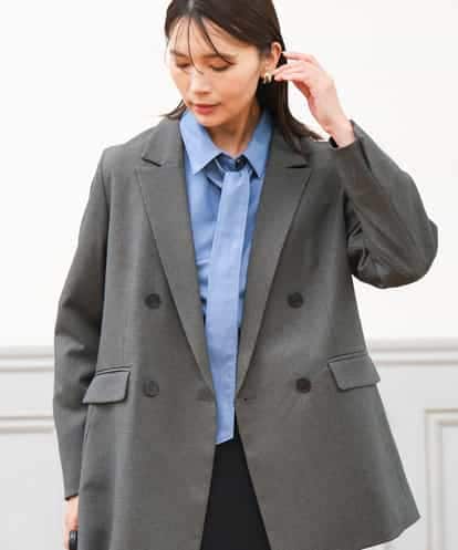 FKDAG55250 MK MICHEL KLEIN [洗える/イージーケア/抗ピリング/ナチュラルストレッチ]ダブルブレストジャケット（チェック柄）