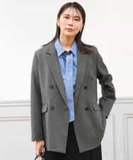 FKDAG55250 MK MICHEL KLEIN(MK ミッシェルクラン) [洗える/イージーケア/抗ピリング/ナチュラルストレッチ]ダブルブレストジャケット（チェック柄） ダークグレー