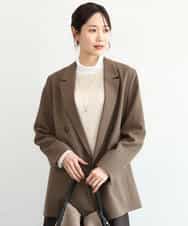 FKDAG55250 MK MICHEL KLEIN(MK ミッシェルクラン) [洗える/イージーケア/抗ピリング/ナチュラルストレッチ]ダブルブレストジャケット（チェック柄） ダークグレー