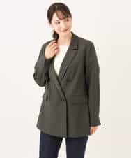 FKDAG55250 MK MICHEL KLEIN(MK ミッシェルクラン) [洗える/イージーケア/抗ピリング/ナチュラルストレッチ]ダブルブレストジャケット（チェック柄） ダークグレー