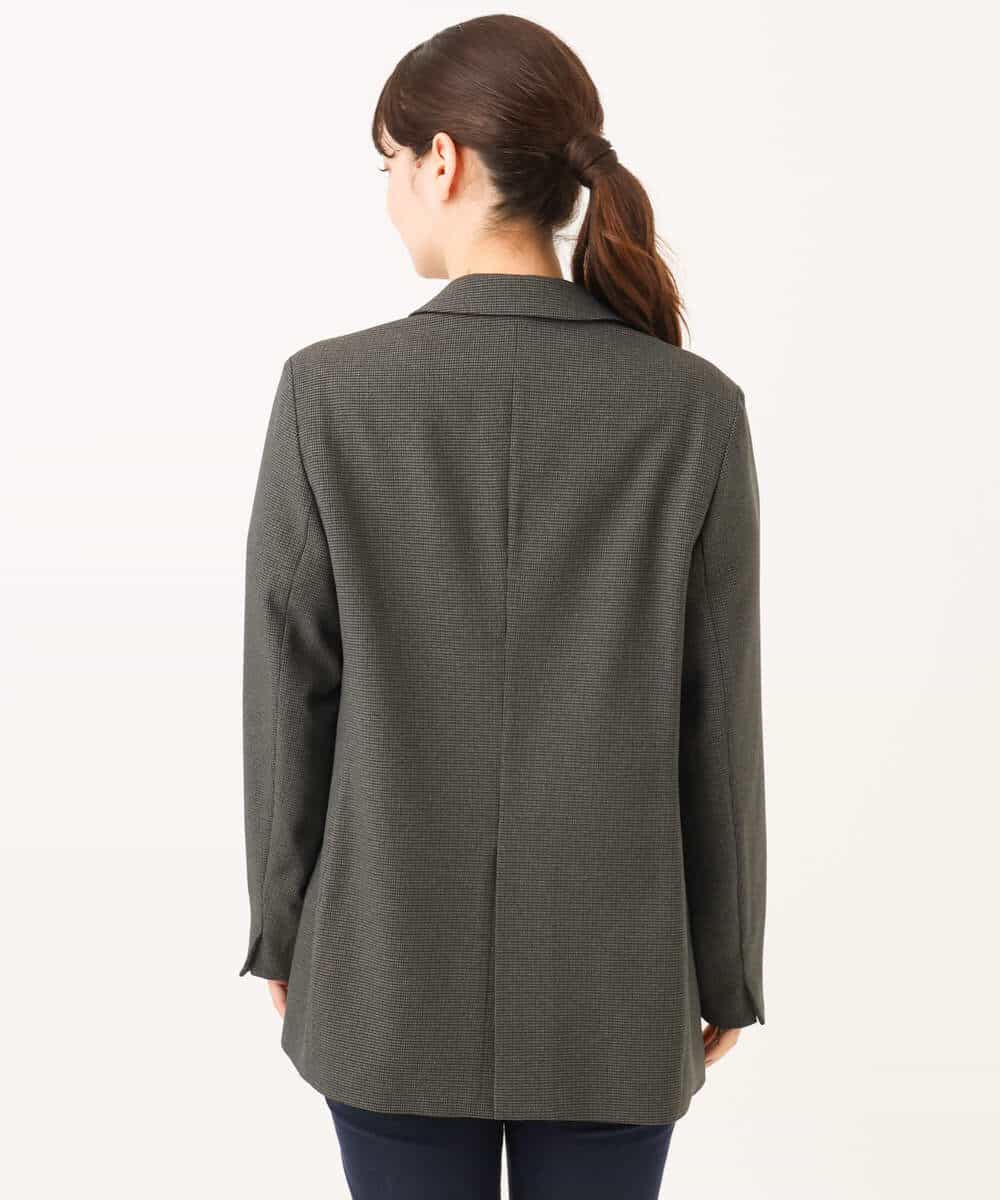 FKDAG55250 MK MICHEL KLEIN(MK ミッシェルクラン) [洗える/イージーケア/抗ピリング/ナチュラルストレッチ]ダブルブレストジャケット（チェック柄） ダークグレー