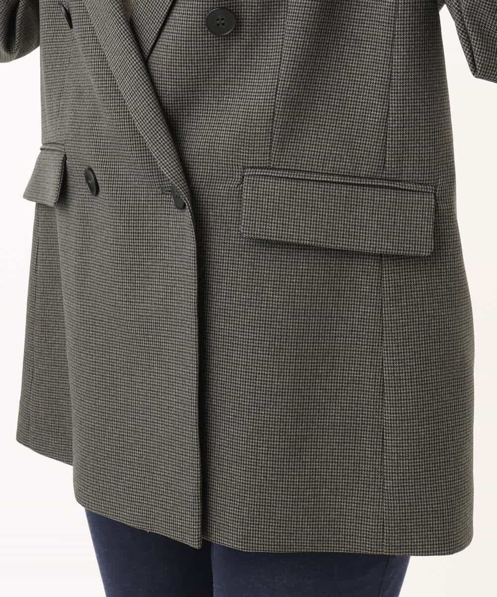 FKDAG55250 MK MICHEL KLEIN(MK ミッシェルクラン) [洗える/イージーケア/抗ピリング/ナチュラルストレッチ]ダブルブレストジャケット（チェック柄） ダークグレー
