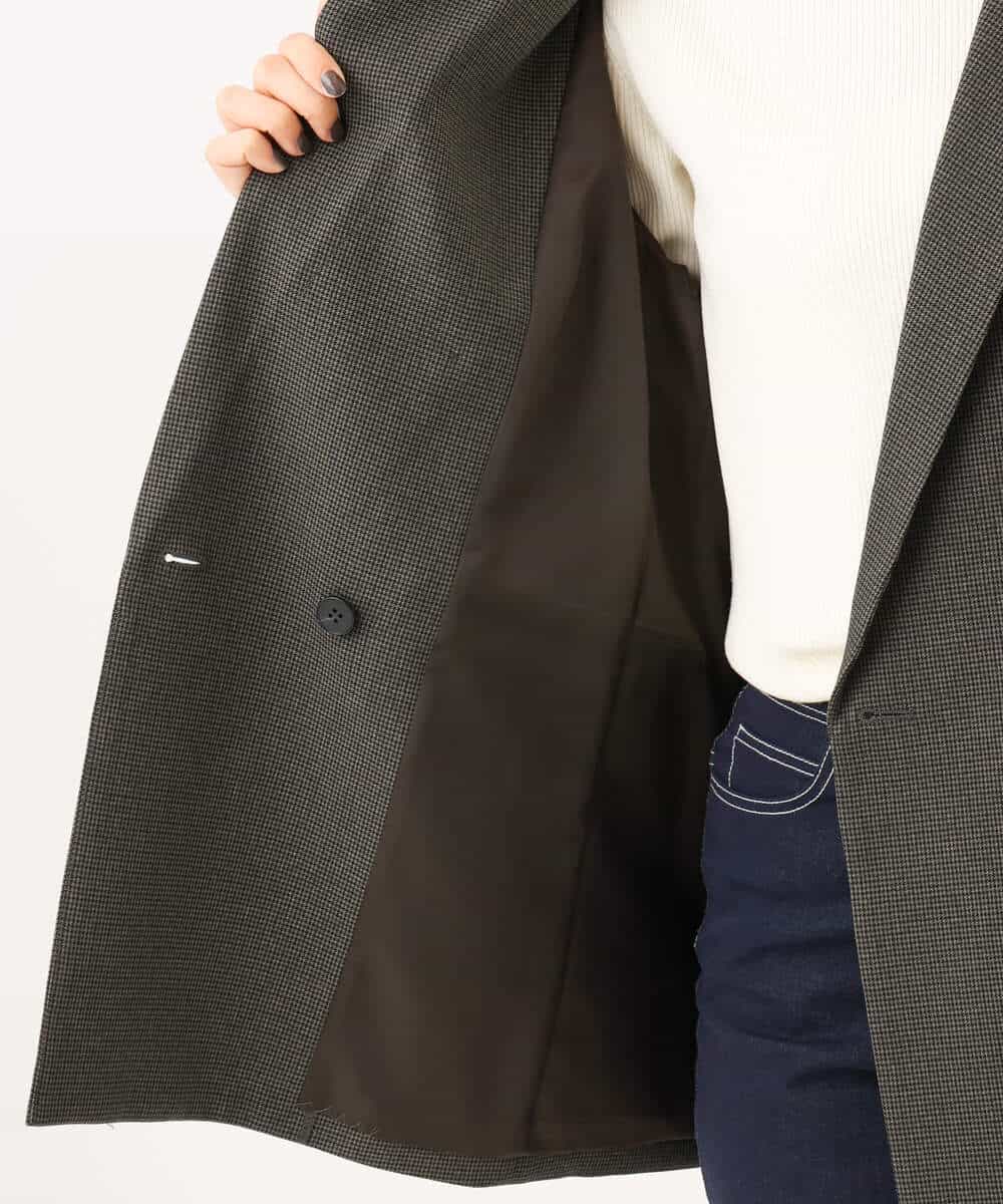 FKDAG55250 MK MICHEL KLEIN(MK ミッシェルクラン) [洗える/イージーケア/抗ピリング/ナチュラルストレッチ]ダブルブレストジャケット（チェック柄） ダークグレー