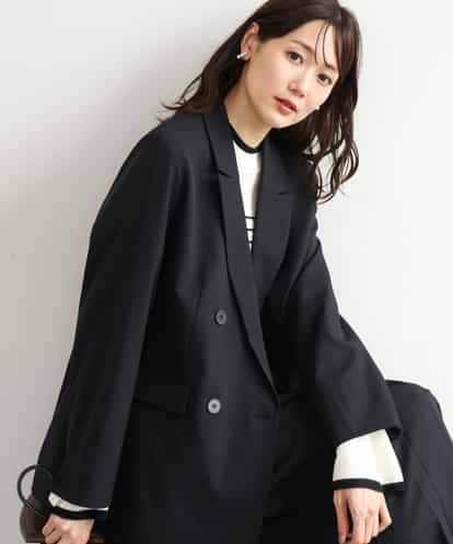 FKDAH55250 MK MICHEL KLEIN [洗える/イージーケア/抗ピリング/ナチュラルストレッチ]ダブルブレストジャケット（無地）