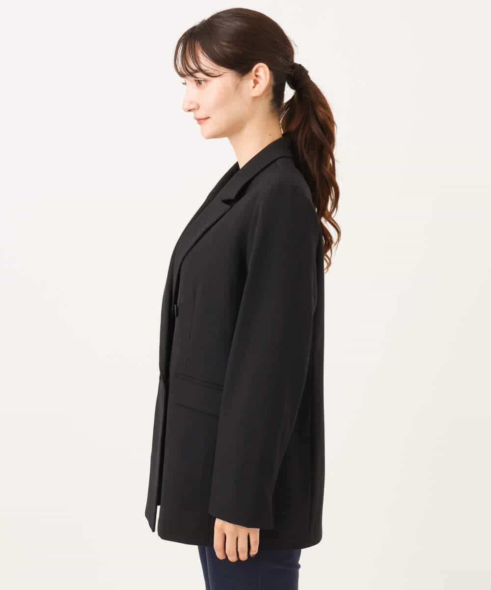 FKDAH55250 MK MICHEL KLEIN(MK ミッシェルクラン) [洗える/イージーケア/抗ピリング/ナチュラルストレッチ]ダブルブレストジャケット（無地） ブラック