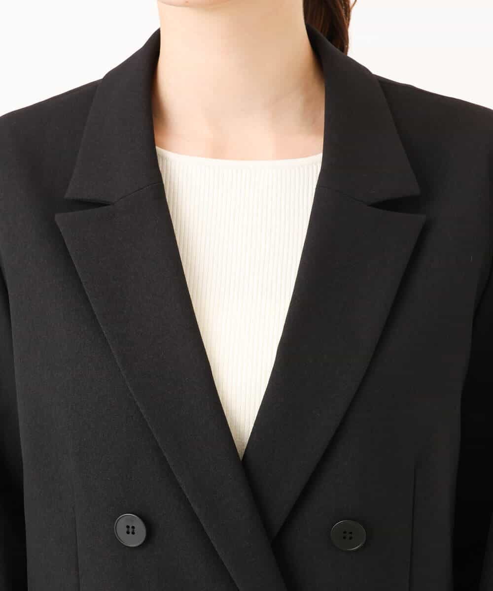 FKDAH55250 MK MICHEL KLEIN(MK ミッシェルクラン) [洗える/イージーケア/抗ピリング/ナチュラルストレッチ]ダブルブレストジャケット（無地） ブラック