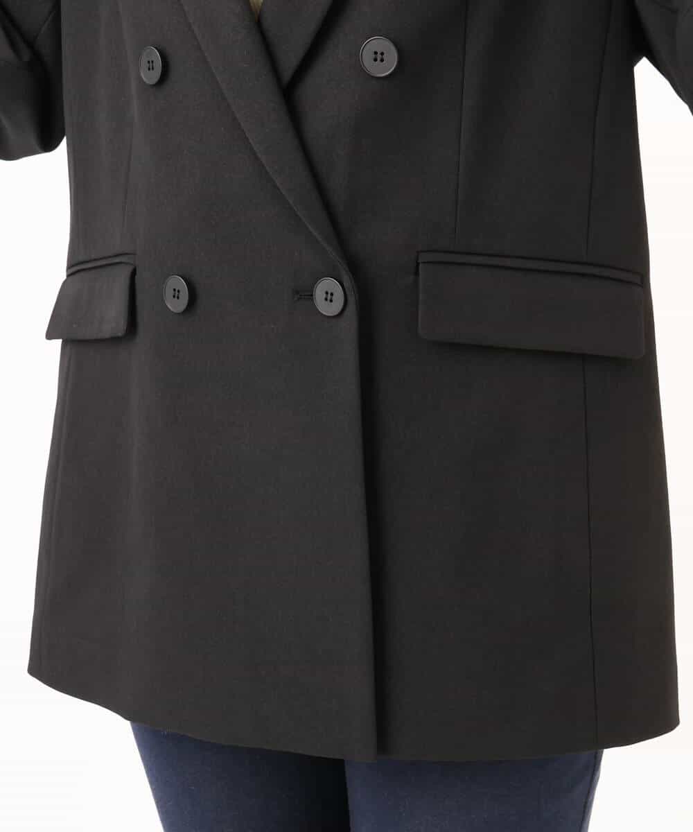 FKDAH55250 MK MICHEL KLEIN(MK ミッシェルクラン) [洗える/イージーケア/抗ピリング/ナチュラルストレッチ]ダブルブレストジャケット（無地） ブラック