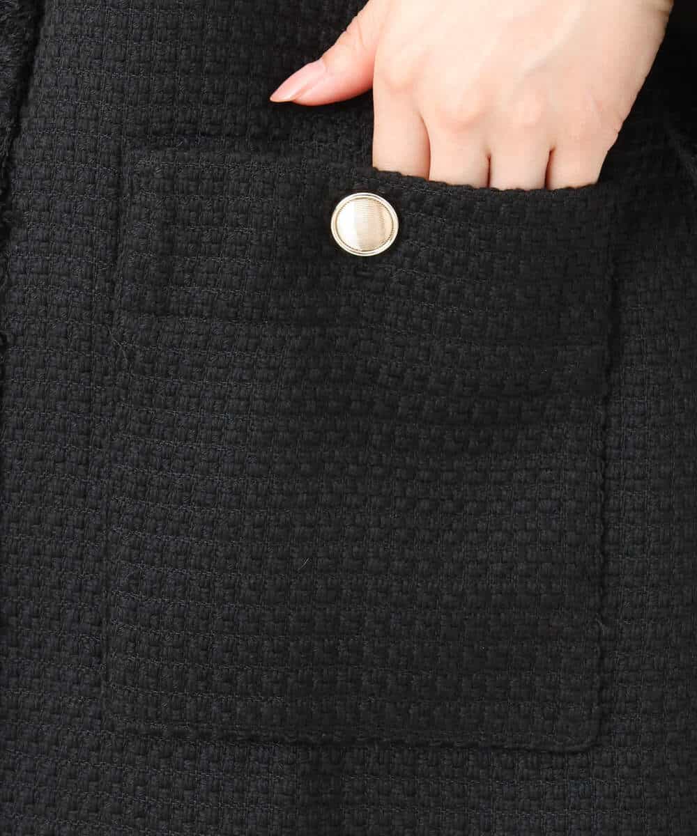 FKDAV36260 MK MICHEL KLEIN(MK ミッシェルクラン) ノーカラーツイードジャケット/洗える ブラック
