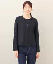 FKDDA91230 MK MICHEL KLEIN(MK ミッシェルクラン) ノーカラーラメツイードジャケット/セットアップ対応/洗える グレー