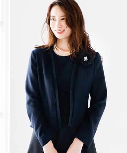 MK MICHEL KLEIN(エムケー ミッシェルクラン) 【WEB限定カラー】カラーレスラメツイードジャケット ネイビー 36