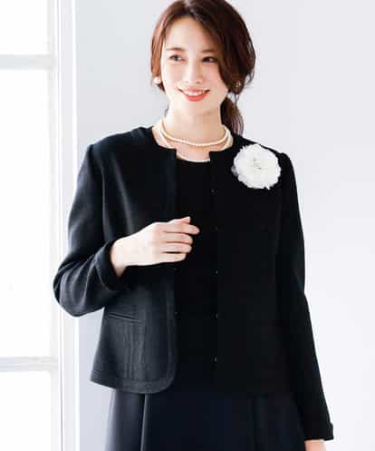 MK MICHEL KLEIN(エムケー ミッシェルクラン) 【WEB限定カラー】ノーカラーラメツイードジャケット ブラック 38