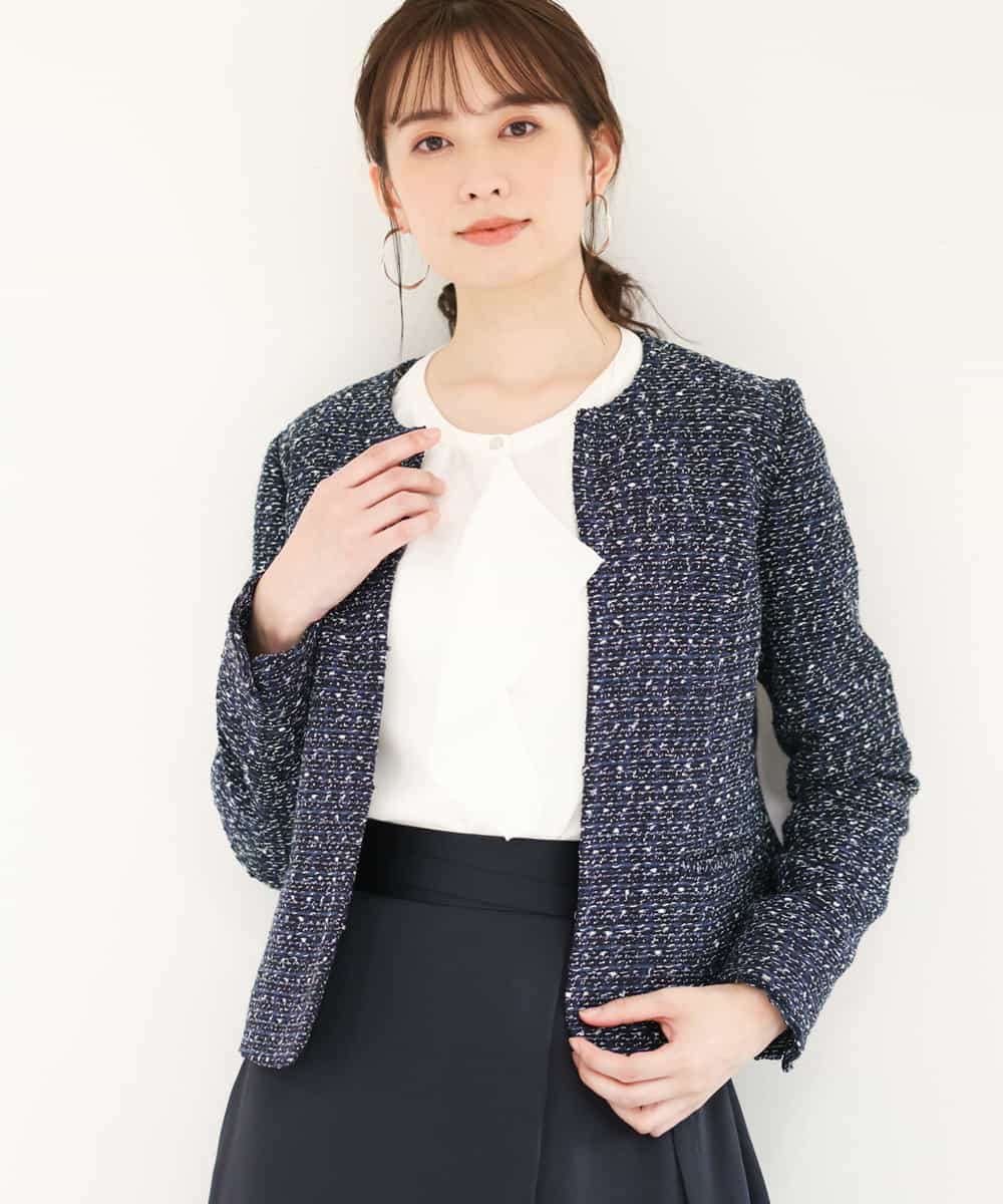 Mk Michel Klein Mk ミッシェルクラン ボーダーツイード ノーカラージャケット イトキンオンラインストア Mk Michel Klein Mk ミッシェルクラン ボーダーツイード ノーカラージャケット イトキンオンラインストア