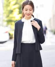FKDDS91230 MK MICHEL KLEIN(MK ミッシェルクラン) ノーカラーラメツイードジャケット/洗える ネイビー