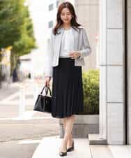 FKDDS91230 MK MICHEL KLEIN(MK ミッシェルクラン) ノーカラーラメツイードジャケット/洗える グレー