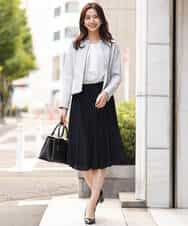 FKDDS91230 MK MICHEL KLEIN(MK ミッシェルクラン) ノーカラーラメツイードジャケット/洗える グレー