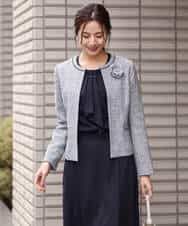 FKDDS91230 MK MICHEL KLEIN(MK ミッシェルクラン) ノーカラーラメツイードジャケット/洗える グレー