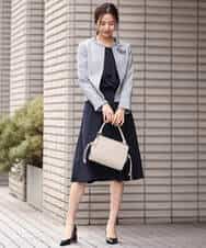 FKDDS91230 MK MICHEL KLEIN(MK ミッシェルクラン) ノーカラーラメツイードジャケット/洗える グレー