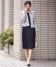 FKDDS91230 MK MICHEL KLEIN(MK ミッシェルクラン) ノーカラーラメツイードジャケット/洗える グレー