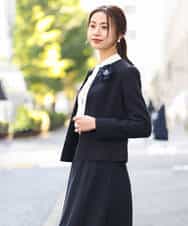 FKDDS91230 MK MICHEL KLEIN(MK ミッシェルクラン) ノーカラーラメツイードジャケット/洗える グレー