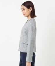 FKDDS91230 MK MICHEL KLEIN(MK ミッシェルクラン) ノーカラーラメツイードジャケット/洗える グレー