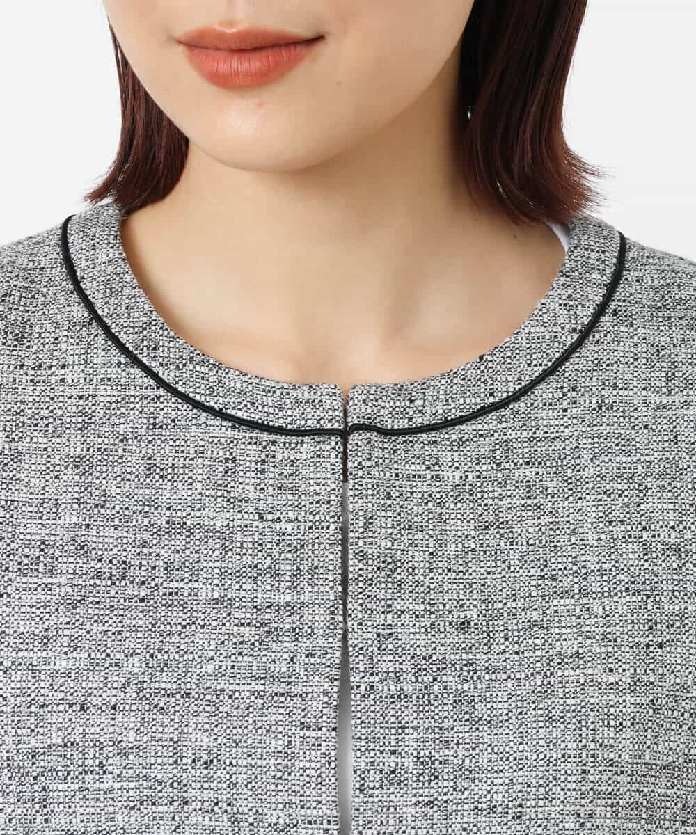 FKDDS91230 MK MICHEL KLEIN(MK ミッシェルクラン) ノーカラーラメツイードジャケット/洗える グレー