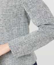 FKDDS91230 MK MICHEL KLEIN(MK ミッシェルクラン) ノーカラーラメツイードジャケット/洗える グレー