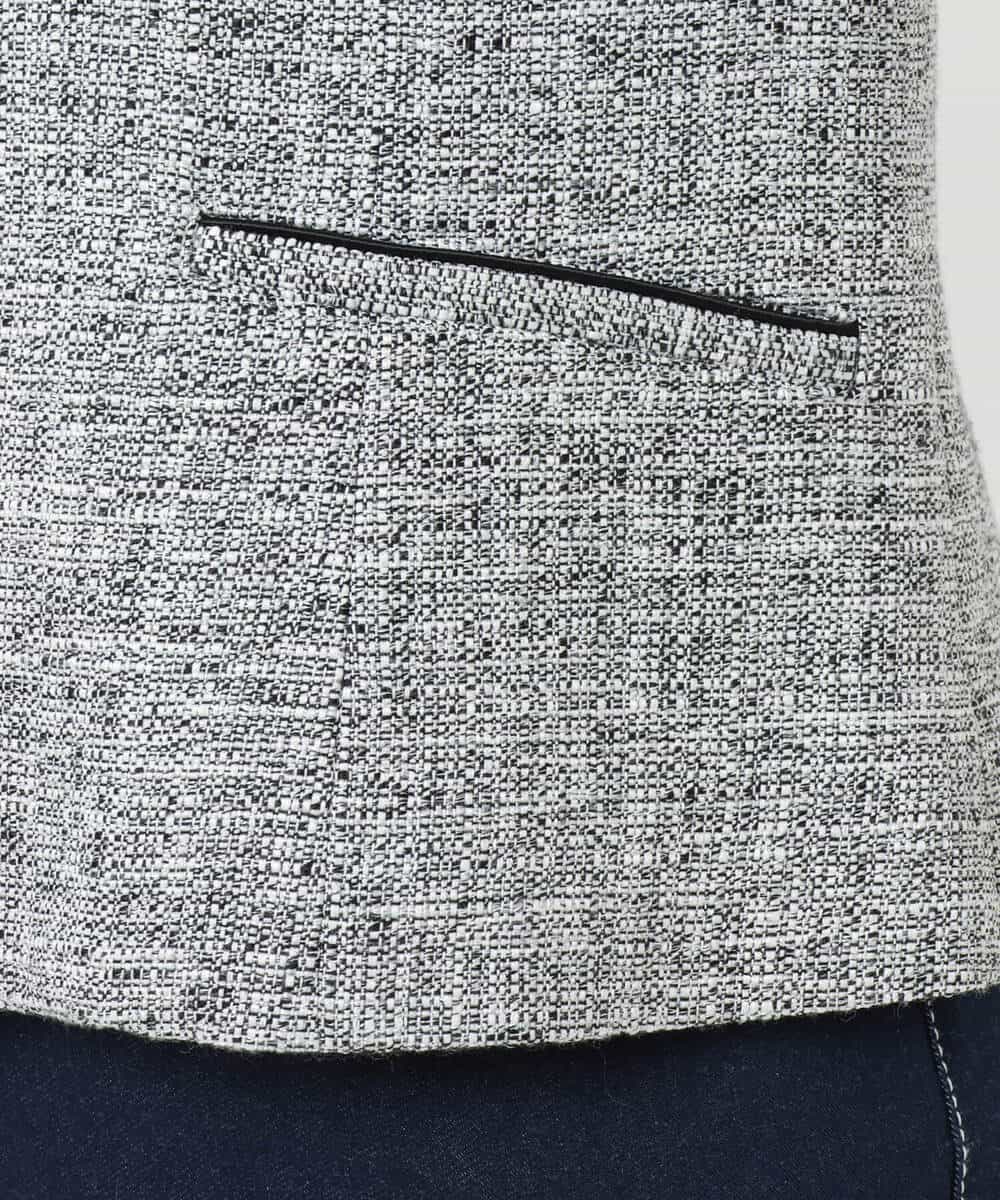 FKDDS91230 MK MICHEL KLEIN(MK ミッシェルクラン) ノーカラーラメツイードジャケット/洗える グレー