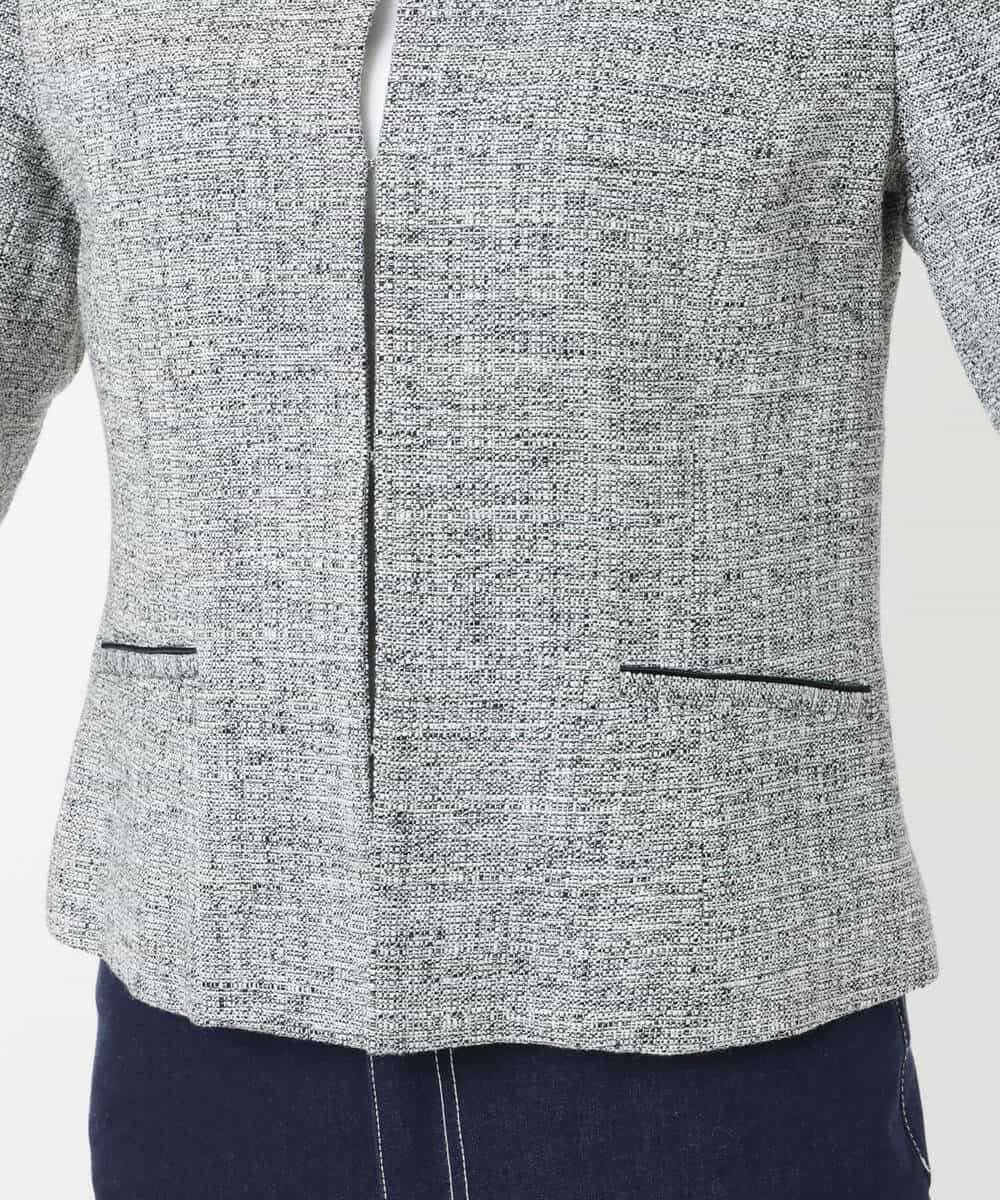 FKDDS91230 MK MICHEL KLEIN(MK ミッシェルクラン) ノーカラーラメツイードジャケット/洗える グレー