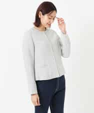 FKDDS91230 MK MICHEL KLEIN(MK ミッシェルクラン) ノーカラーラメツイードジャケット/洗える グレー