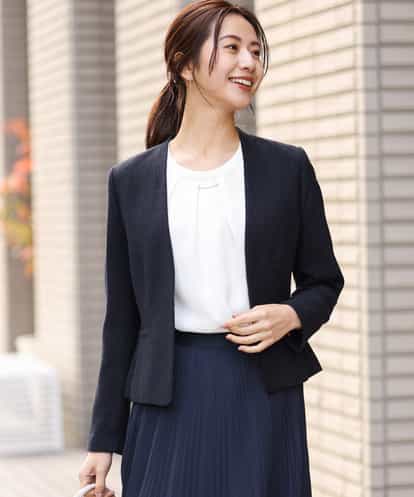 FKDDS92230 MK MICHEL KLEIN カラーレスラメツイードジャケット/洗える