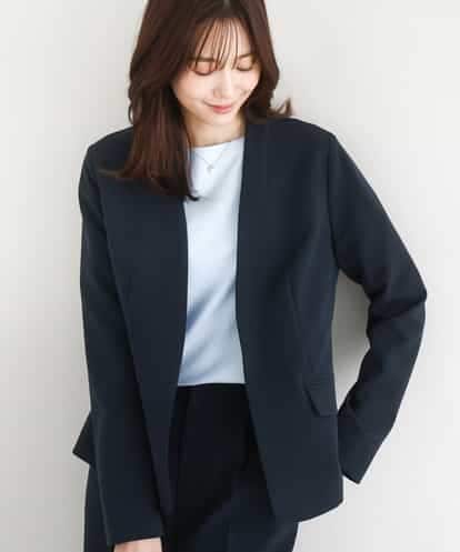 FKDFD10230  ダブルクロス カラーレスジャケット/セットアップ対応/洗える