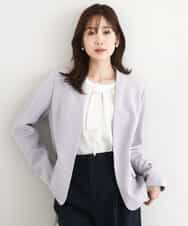 FKDFD10230 MK MICHEL KLEIN(MK ミッシェルクラン) ダブルクロス カラーレスジャケット/セットアップ対応/洗える ネイビー