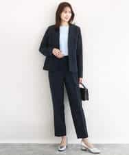 FKDFD10230 MK MICHEL KLEIN(MK ミッシェルクラン) ダブルクロス カラーレスジャケット/セットアップ対応/洗える ネイビー