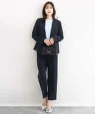 FKDFD10230 MK MICHEL KLEIN(MK ミッシェルクラン) ダブルクロス カラーレスジャケット/セットアップ対応/洗える ネイビー