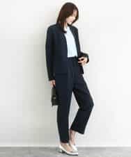 FKDFD10230 MK MICHEL KLEIN(MK ミッシェルクラン) ダブルクロス カラーレスジャケット/セットアップ対応/洗える ネイビー