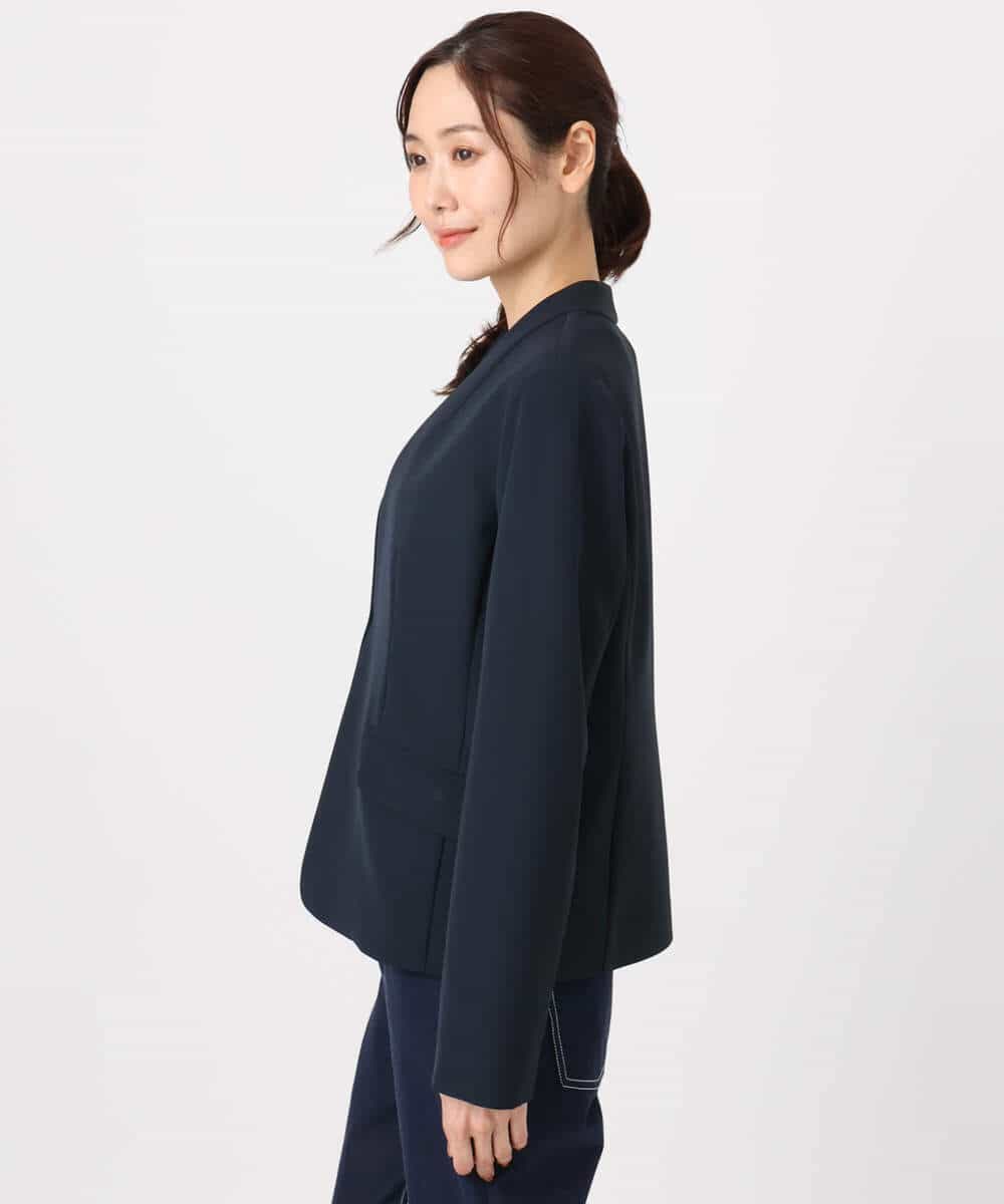 FKDFD10230 MK MICHEL KLEIN(MK ミッシェルクラン) ダブルクロス カラーレスジャケット/セットアップ対応/洗える ネイビー